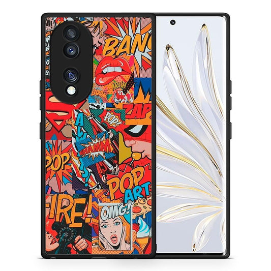 Θήκη Honor 70 5G PopArt OMG από τη Smartfits με σχέδιο στο πίσω μέρος και μαύρο περίβλημα | Honor 70 5G PopArt OMG Case with Colorful Back and Black Bezels