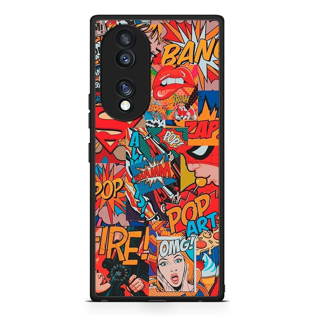 Θήκη Honor 70 5G PopArt OMG από τη Smartfits με σχέδιο στο πίσω μέρος και μαύρο περίβλημα | Honor 70 5G PopArt OMG Case with Colorful Back and Black Bezels