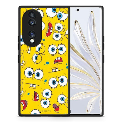 Θήκη Honor 70 5G PopArt Sponge από τη Smartfits με σχέδιο στο πίσω μέρος και μαύρο περίβλημα | Honor 70 5G PopArt Sponge Case with Colorful Back and Black Bezels