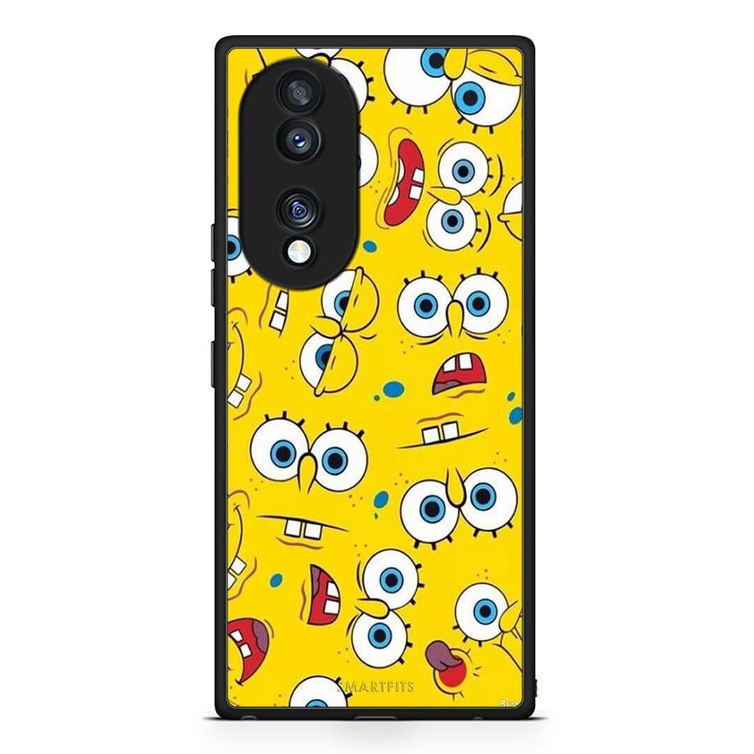 Θήκη Honor 70 5G PopArt Sponge από τη Smartfits με σχέδιο στο πίσω μέρος και μαύρο περίβλημα | Honor 70 5G PopArt Sponge Case with Colorful Back and Black Bezels