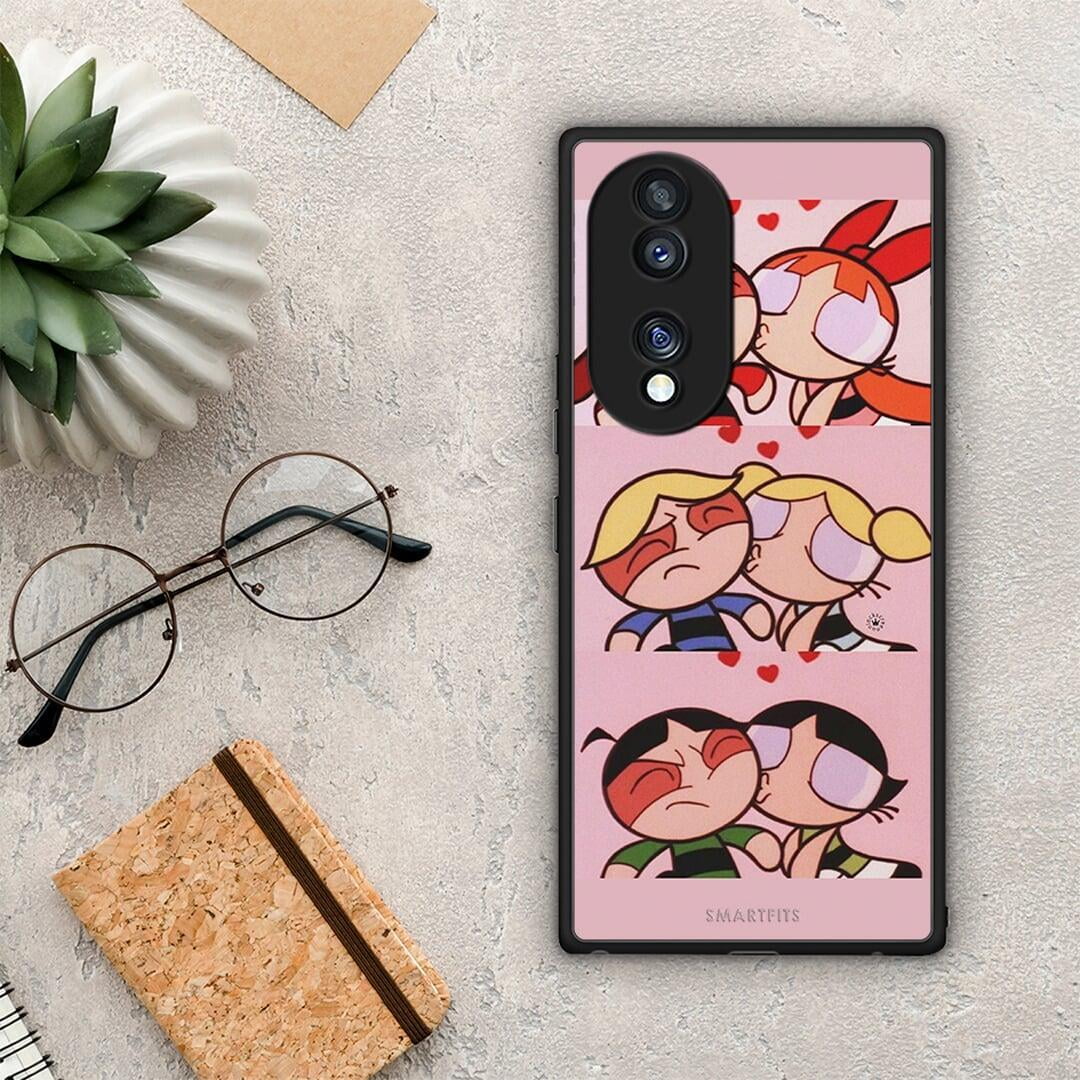 Θήκη Honor 70 5G Puff Love από τη Smartfits με σχέδιο στο πίσω μέρος και μαύρο περίβλημα | Honor 70 5G Puff Love Case with Colorful Back and Black Bezels