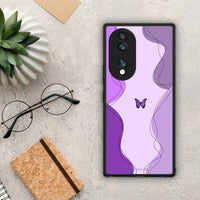 Thumbnail for Θήκη Honor 70 5G Purple Mariposa από τη Smartfits με σχέδιο στο πίσω μέρος και μαύρο περίβλημα | Honor 70 5G Purple Mariposa Case with Colorful Back and Black Bezels