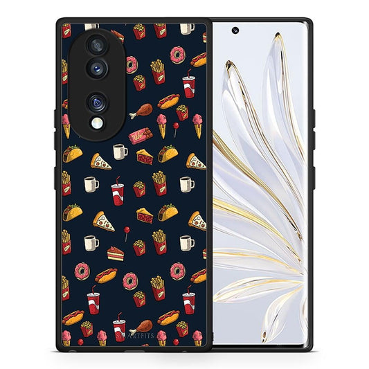 Θήκη Honor 70 5G Random Hungry από τη Smartfits με σχέδιο στο πίσω μέρος και μαύρο περίβλημα | Honor 70 5G Random Hungry Case with Colorful Back and Black Bezels