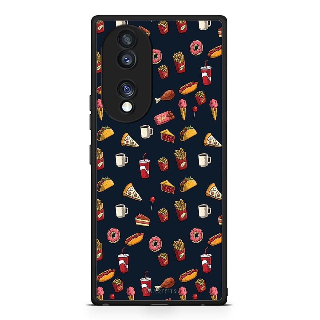 Θήκη Honor 70 5G Random Hungry από τη Smartfits με σχέδιο στο πίσω μέρος και μαύρο περίβλημα | Honor 70 5G Random Hungry Case with Colorful Back and Black Bezels