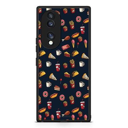 Θήκη Honor 70 5G Random Hungry από τη Smartfits με σχέδιο στο πίσω μέρος και μαύρο περίβλημα | Honor 70 5G Random Hungry Case with Colorful Back and Black Bezels