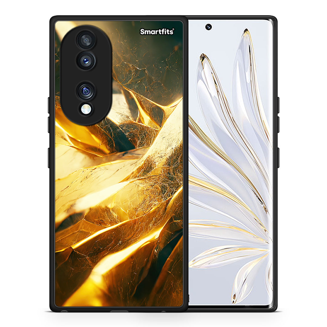 Θήκη Honor 70 5G Real Gold από τη Smartfits με σχέδιο στο πίσω μέρος και μαύρο περίβλημα | Honor 70 5G Real Gold Case with Colorful Back and Black Bezels