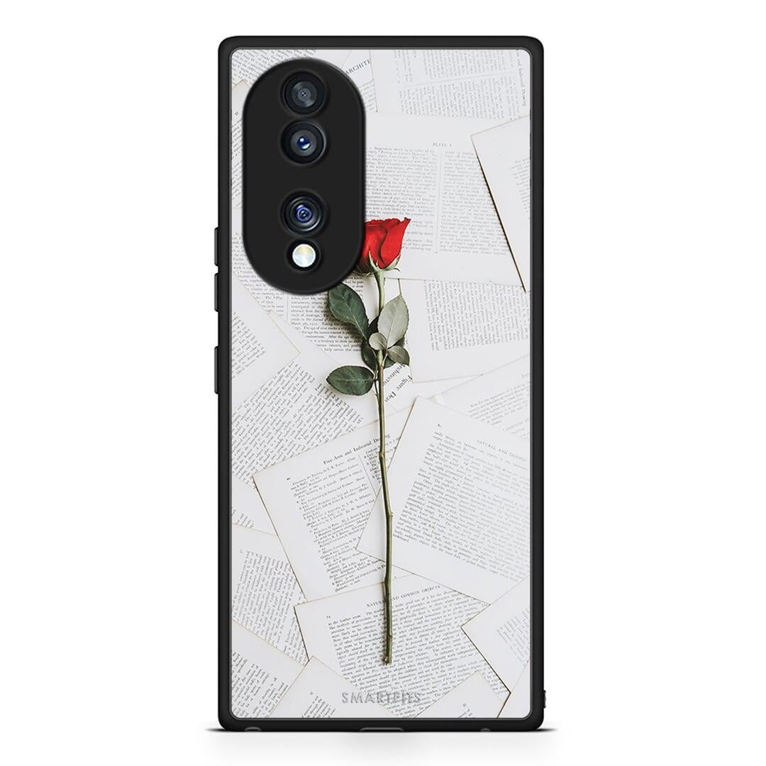 Θήκη Honor 70 5G Red Rose από τη Smartfits με σχέδιο στο πίσω μέρος και μαύρο περίβλημα | Honor 70 5G Red Rose Case with Colorful Back and Black Bezels