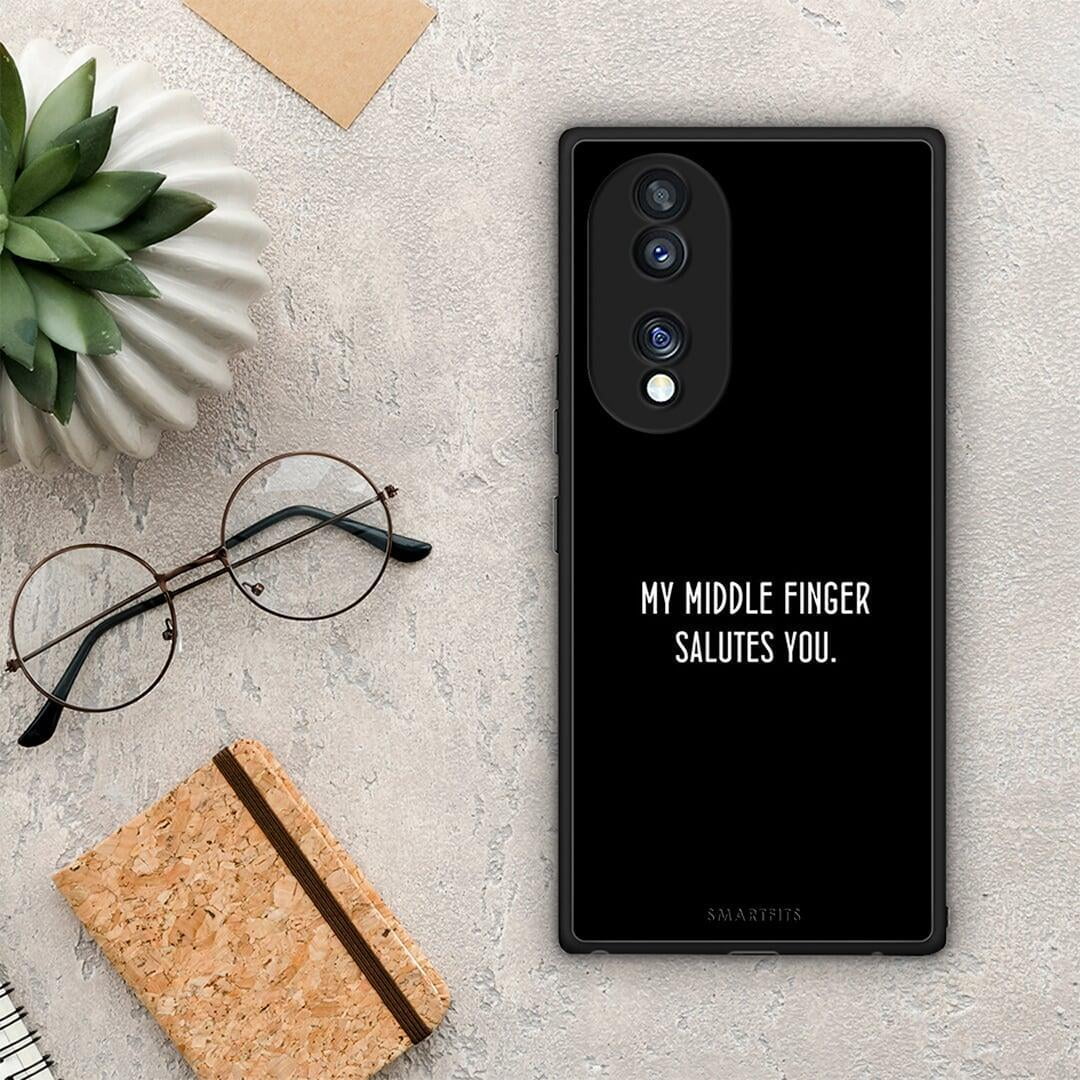 Θήκη Honor 70 5G Salute από τη Smartfits με σχέδιο στο πίσω μέρος και μαύρο περίβλημα | Honor 70 5G Salute Case with Colorful Back and Black Bezels