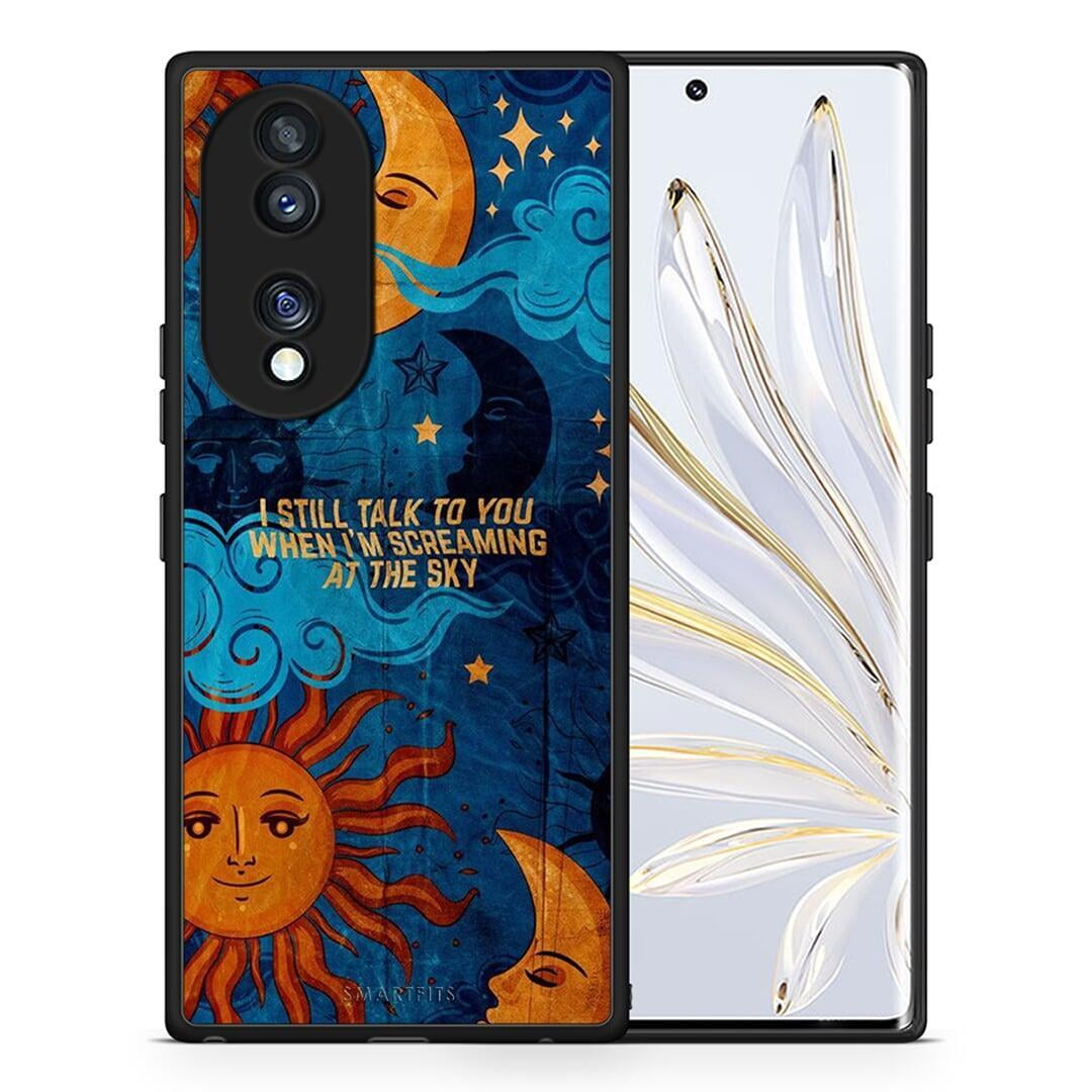 Θήκη Honor 70 5G Screaming Sky από τη Smartfits με σχέδιο στο πίσω μέρος και μαύρο περίβλημα | Honor 70 5G Screaming Sky Case with Colorful Back and Black Bezels