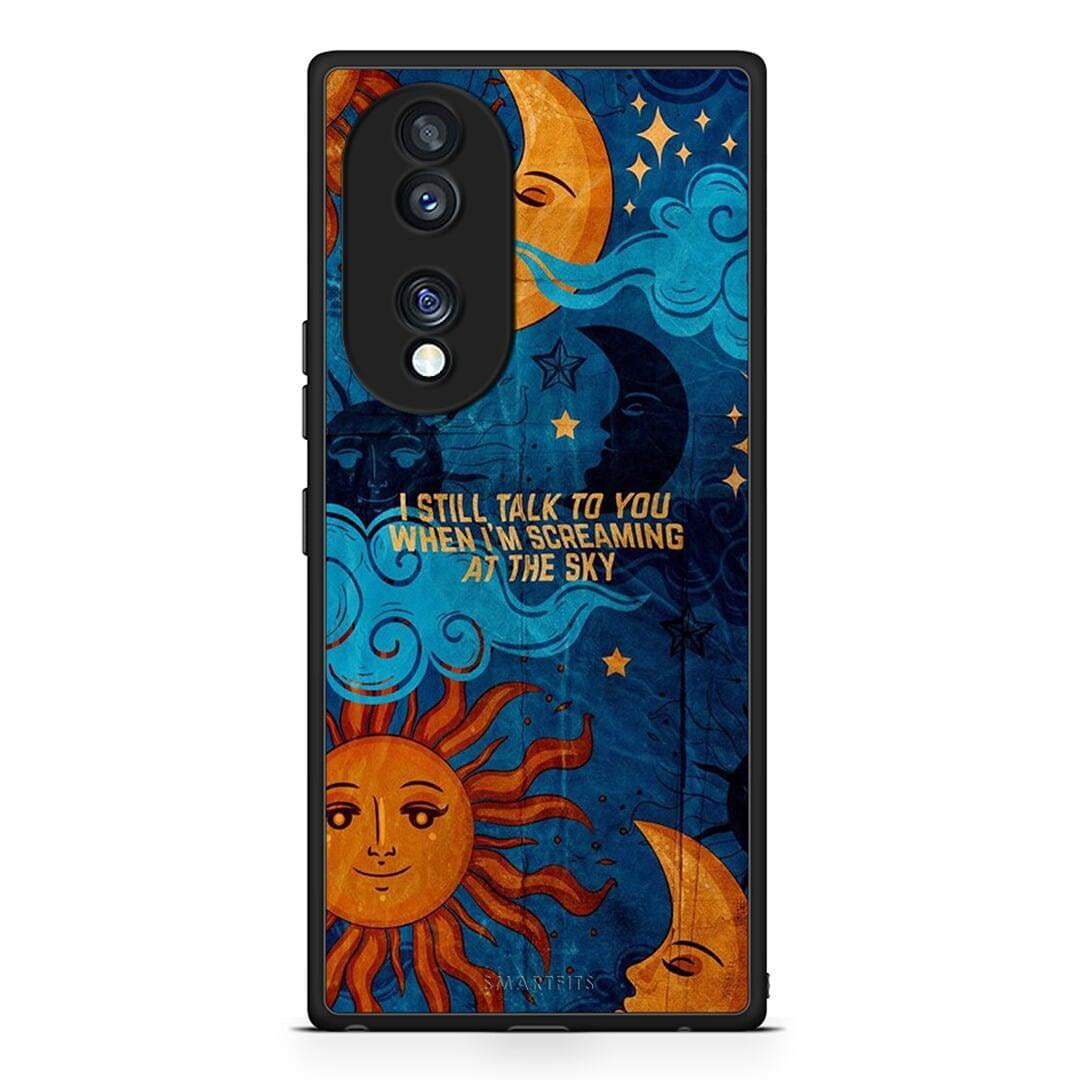 Θήκη Honor 70 5G Screaming Sky από τη Smartfits με σχέδιο στο πίσω μέρος και μαύρο περίβλημα | Honor 70 5G Screaming Sky Case with Colorful Back and Black Bezels