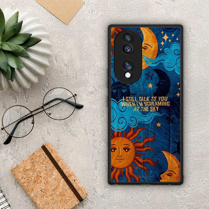 Θήκη Honor 70 5G Screaming Sky από τη Smartfits με σχέδιο στο πίσω μέρος και μαύρο περίβλημα | Honor 70 5G Screaming Sky Case with Colorful Back and Black Bezels