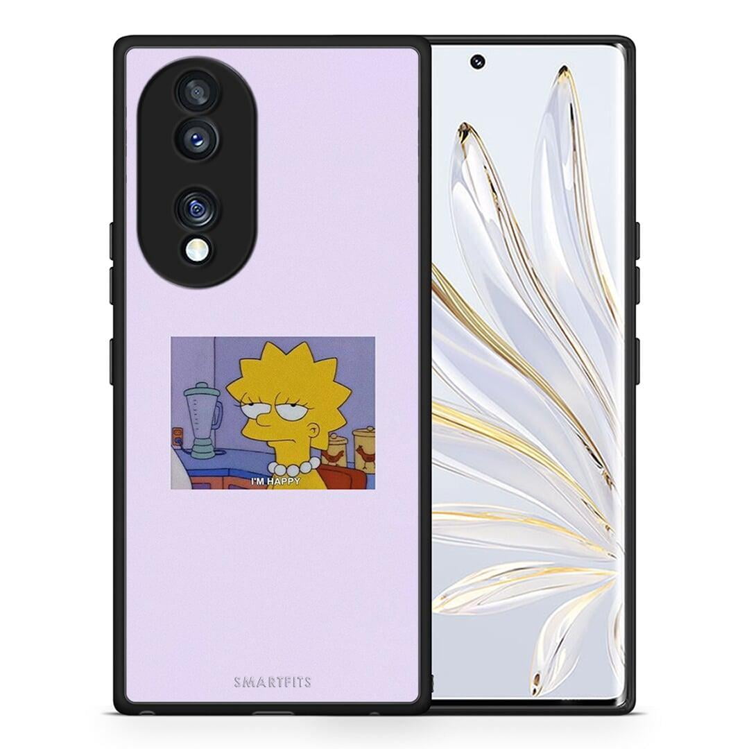 Θήκη Honor 70 5G So Happy από τη Smartfits με σχέδιο στο πίσω μέρος και μαύρο περίβλημα | Honor 70 5G So Happy Case with Colorful Back and Black Bezels