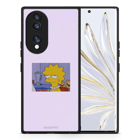 Θήκη Honor 70 5G So Happy από τη Smartfits με σχέδιο στο πίσω μέρος και μαύρο περίβλημα | Honor 70 5G So Happy Case with Colorful Back and Black Bezels