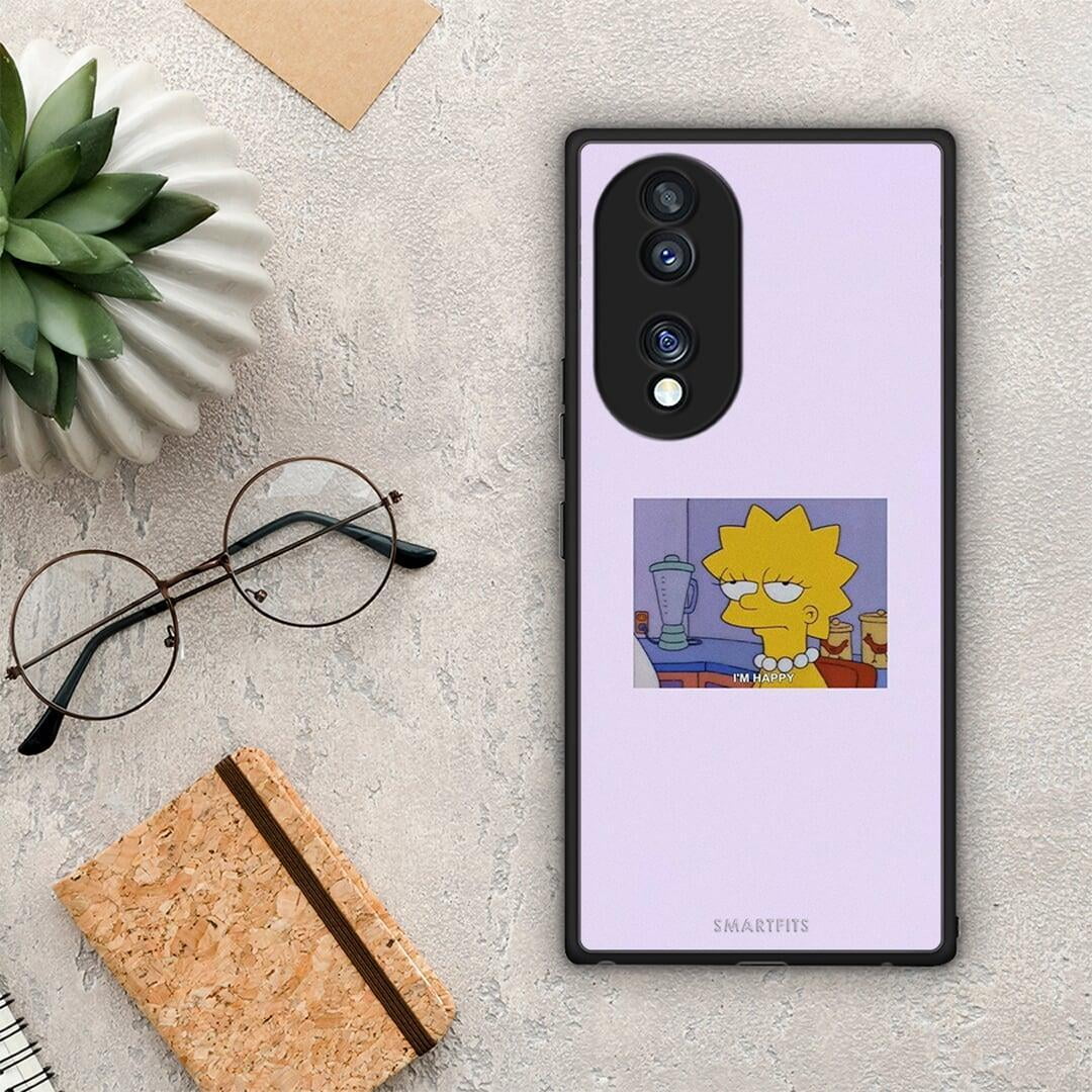 Θήκη Honor 70 5G So Happy από τη Smartfits με σχέδιο στο πίσω μέρος και μαύρο περίβλημα | Honor 70 5G So Happy Case with Colorful Back and Black Bezels