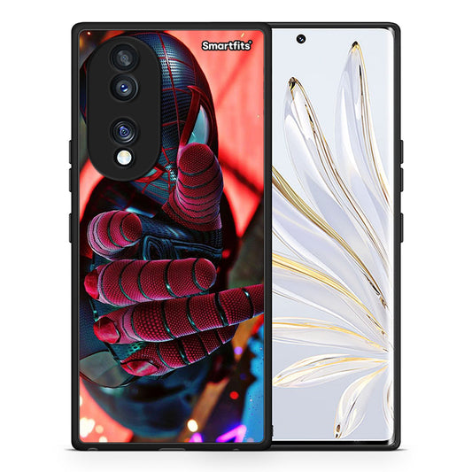 Θήκη Honor 70 5G Spider Hand από τη Smartfits με σχέδιο στο πίσω μέρος και μαύρο περίβλημα | Honor 70 5G Spider Hand Case with Colorful Back and Black Bezels