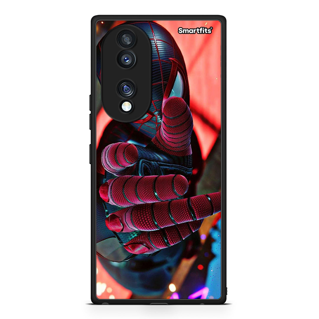 Θήκη Honor 70 5G Spider Hand από τη Smartfits με σχέδιο στο πίσω μέρος και μαύρο περίβλημα | Honor 70 5G Spider Hand Case with Colorful Back and Black Bezels