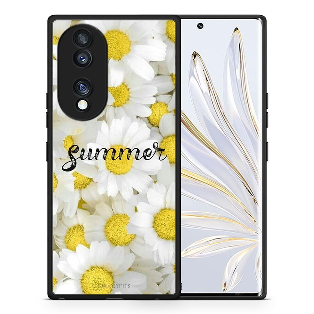 Θήκη Honor 70 5G Summer Daisies από τη Smartfits με σχέδιο στο πίσω μέρος και μαύρο περίβλημα | Honor 70 5G Summer Daisies Case with Colorful Back and Black Bezels