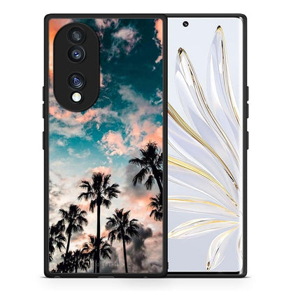 Θήκη Honor 70 5G Summer Sky από τη Smartfits με σχέδιο στο πίσω μέρος και μαύρο περίβλημα | Honor 70 5G Summer Sky Case with Colorful Back and Black Bezels
