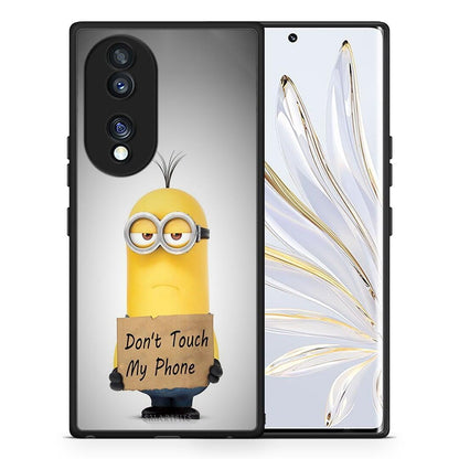 Θήκη Honor 70 5G Text Minion από τη Smartfits με σχέδιο στο πίσω μέρος και μαύρο περίβλημα | Honor 70 5G Text Minion Case with Colorful Back and Black Bezels