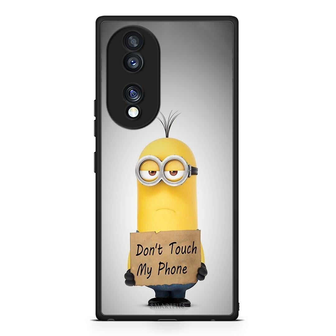 Θήκη Honor 70 5G Text Minion από τη Smartfits με σχέδιο στο πίσω μέρος και μαύρο περίβλημα | Honor 70 5G Text Minion Case with Colorful Back and Black Bezels