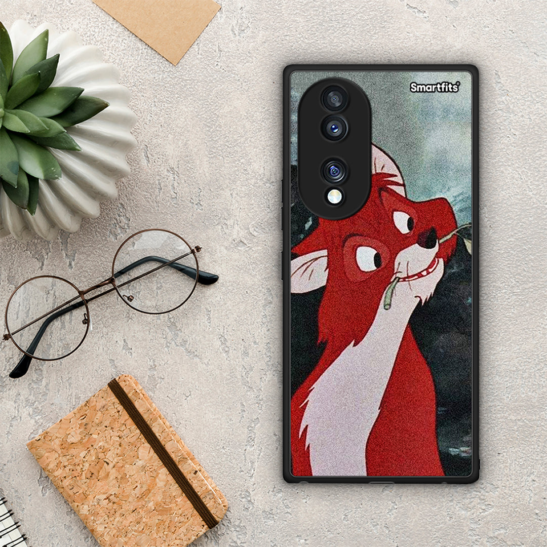 Θήκη Honor 70 5G Tod And Vixey Love 1 από τη Smartfits με σχέδιο στο πίσω μέρος και μαύρο περίβλημα | Honor 70 5G Tod And Vixey Love 1 Case with Colorful Back and Black Bezels