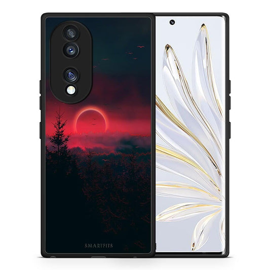 Θήκη Honor 70 5G Tropic Sunset από τη Smartfits με σχέδιο στο πίσω μέρος και μαύρο περίβλημα | Honor 70 5G Tropic Sunset Case with Colorful Back and Black Bezels