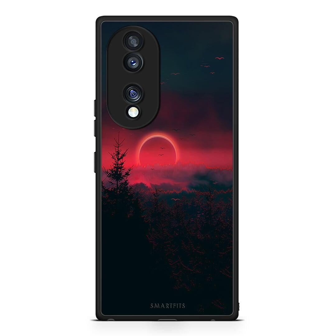 Θήκη Honor 70 5G Tropic Sunset από τη Smartfits με σχέδιο στο πίσω μέρος και μαύρο περίβλημα | Honor 70 5G Tropic Sunset Case with Colorful Back and Black Bezels