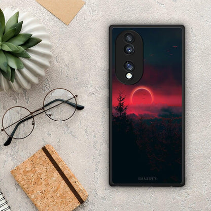 Θήκη Honor 70 5G Tropic Sunset από τη Smartfits με σχέδιο στο πίσω μέρος και μαύρο περίβλημα | Honor 70 5G Tropic Sunset Case with Colorful Back and Black Bezels