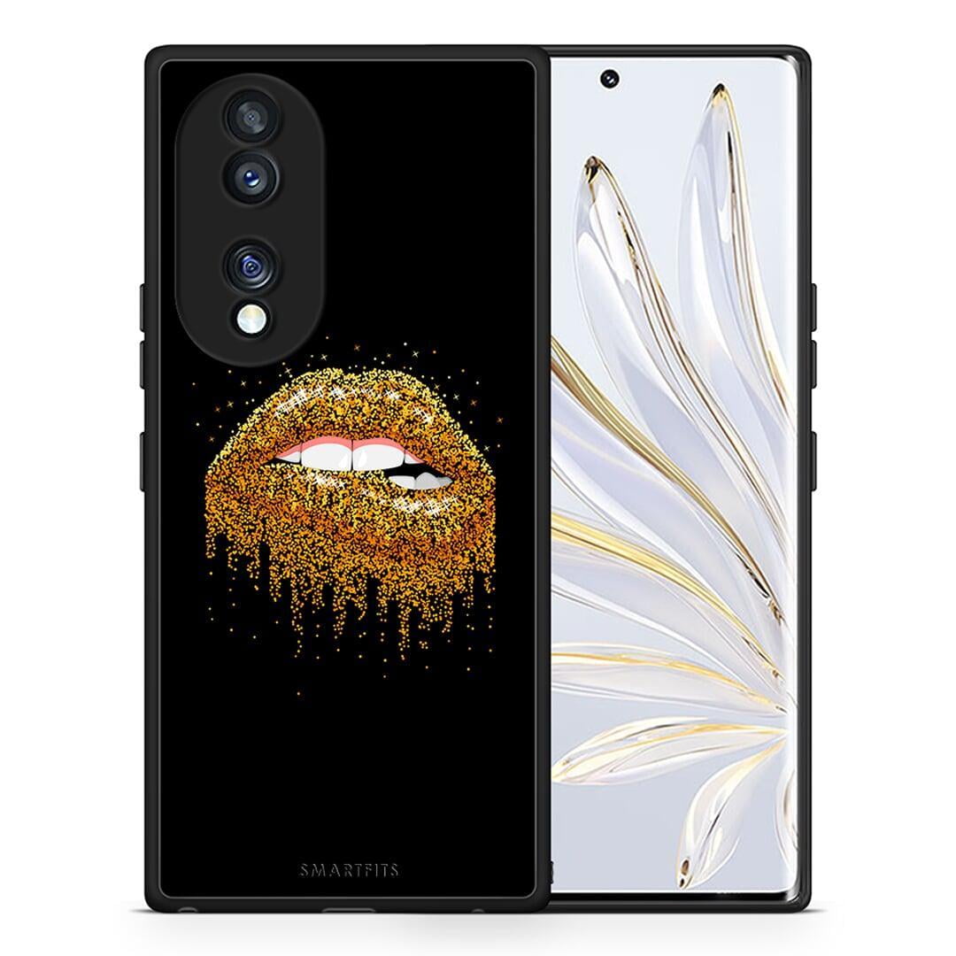 Θήκη Honor 70 5G Valentine Golden από τη Smartfits με σχέδιο στο πίσω μέρος και μαύρο περίβλημα | Honor 70 5G Valentine Golden Case with Colorful Back and Black Bezels