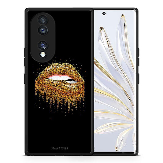 Θήκη Honor 70 5G Valentine Golden από τη Smartfits με σχέδιο στο πίσω μέρος και μαύρο περίβλημα | Honor 70 5G Valentine Golden Case with Colorful Back and Black Bezels