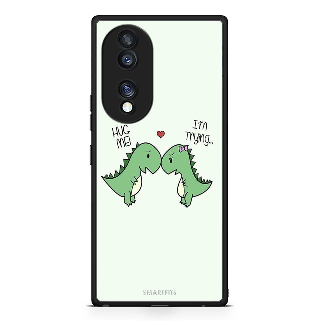 Θήκη Honor 70 5G Valentine Rex από τη Smartfits με σχέδιο στο πίσω μέρος και μαύρο περίβλημα | Honor 70 5G Valentine Rex Case with Colorful Back and Black Bezels