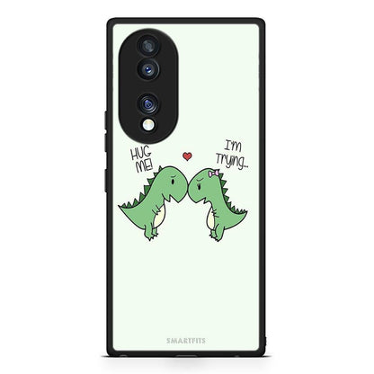 Θήκη Honor 70 5G Valentine Rex από τη Smartfits με σχέδιο στο πίσω μέρος και μαύρο περίβλημα | Honor 70 5G Valentine Rex Case with Colorful Back and Black Bezels