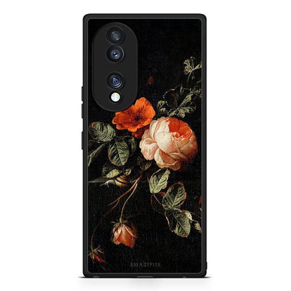 Θήκη Honor 70 5G Vintage Roses από τη Smartfits με σχέδιο στο πίσω μέρος και μαύρο περίβλημα | Honor 70 5G Vintage Roses Case with Colorful Back and Black Bezels