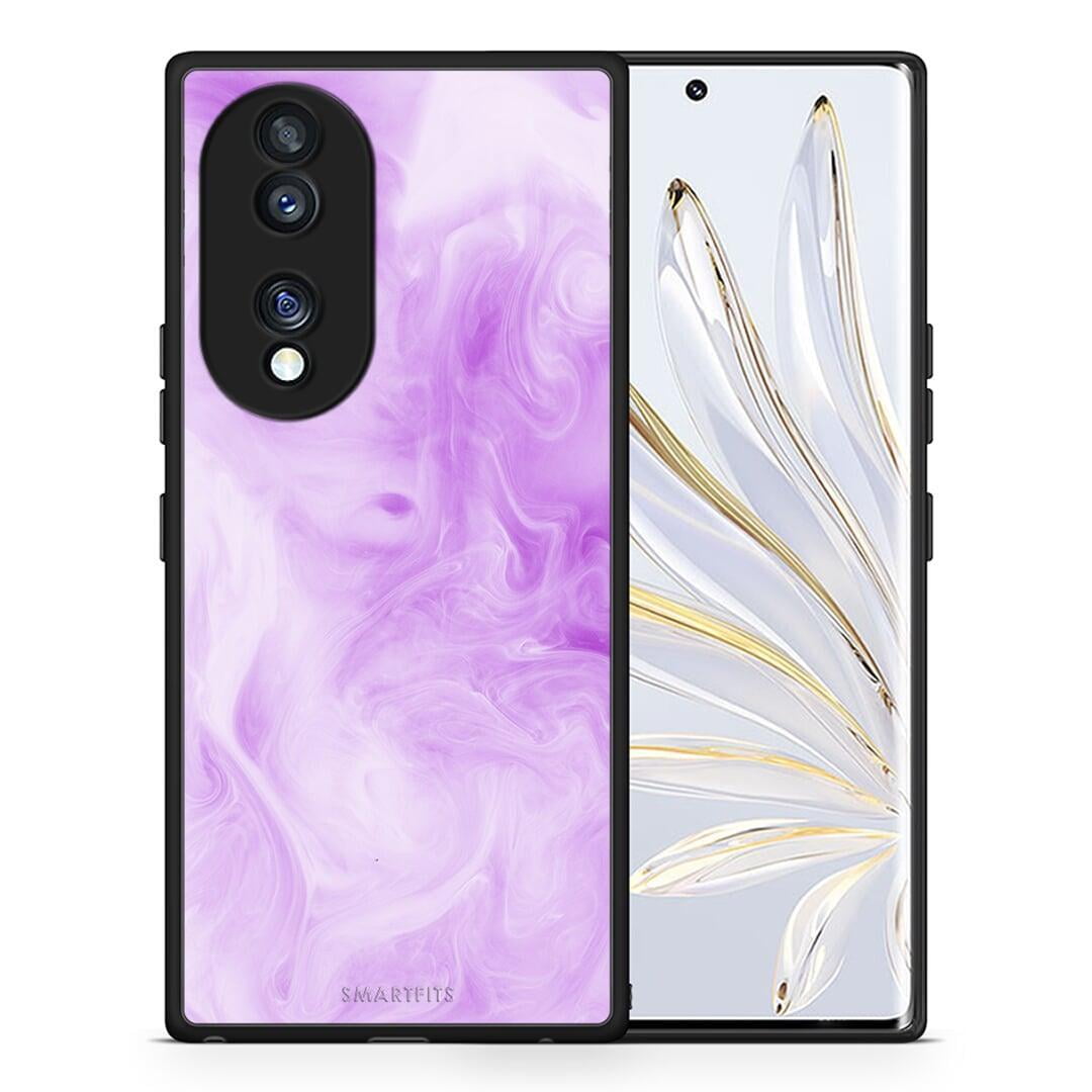 Θήκη Honor 70 5G Watercolor Lavender από τη Smartfits με σχέδιο στο πίσω μέρος και μαύρο περίβλημα | Honor 70 5G Watercolor Lavender Case with Colorful Back and Black Bezels
