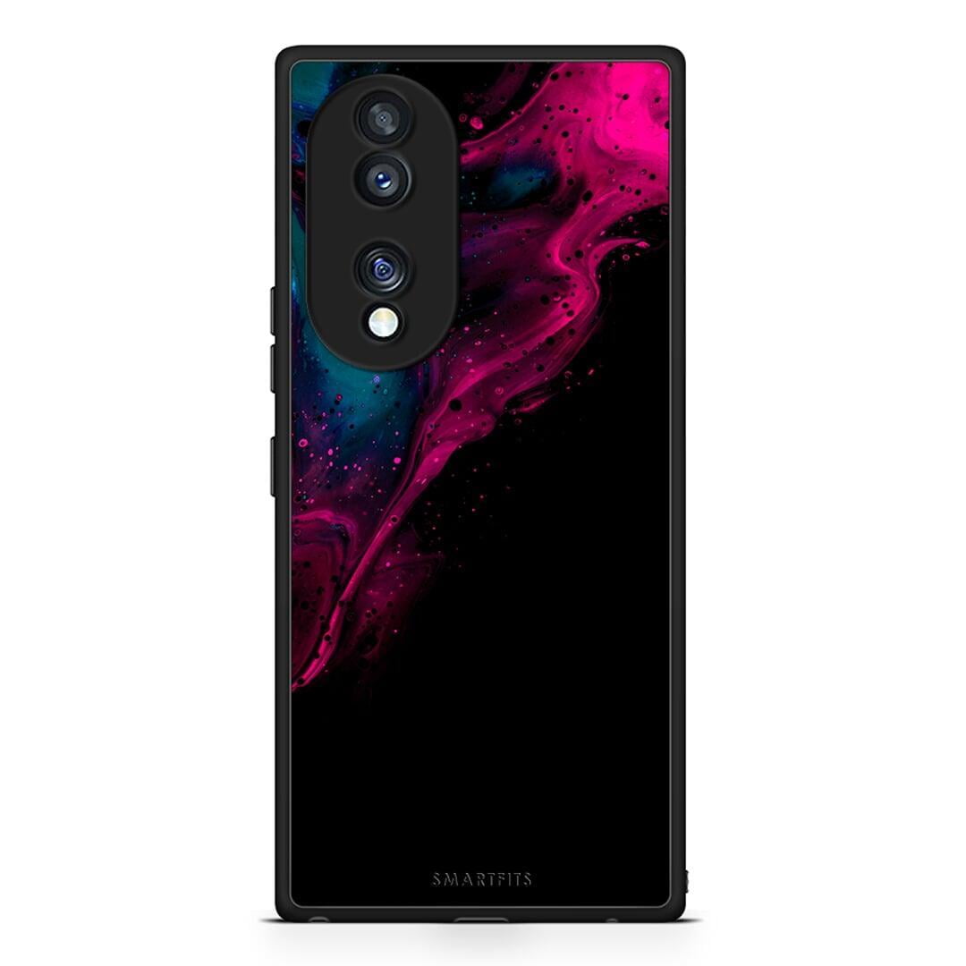 Θήκη Honor 70 5G Watercolor Pink Black από τη Smartfits με σχέδιο στο πίσω μέρος και μαύρο περίβλημα | Honor 70 5G Watercolor Pink Black Case with Colorful Back and Black Bezels