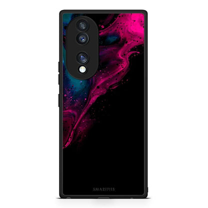 Θήκη Honor 70 5G Watercolor Pink Black από τη Smartfits με σχέδιο στο πίσω μέρος και μαύρο περίβλημα | Honor 70 5G Watercolor Pink Black Case with Colorful Back and Black Bezels