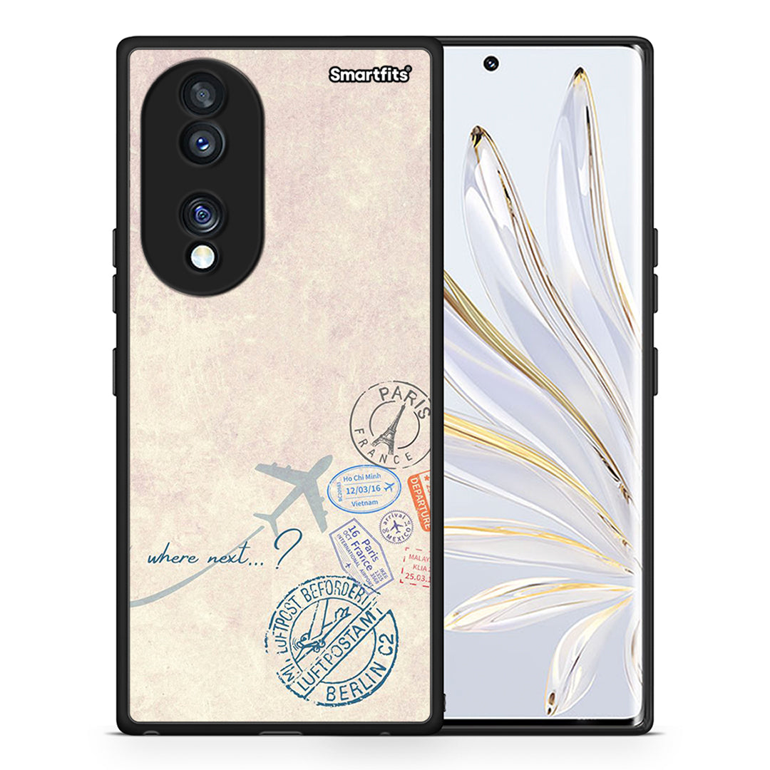 Θήκη Honor 70 5G Where Next από τη Smartfits με σχέδιο στο πίσω μέρος και μαύρο περίβλημα | Honor 70 5G Where Next Case with Colorful Back and Black Bezels