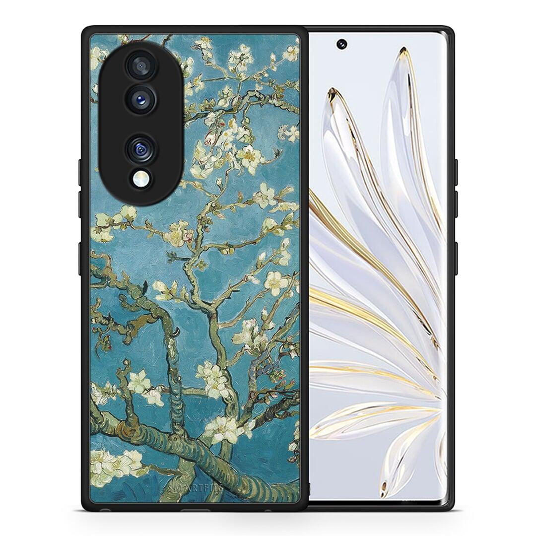 Θήκη Honor 70 5G White Blossoms από τη Smartfits με σχέδιο στο πίσω μέρος και μαύρο περίβλημα | Honor 70 5G White Blossoms Case with Colorful Back and Black Bezels