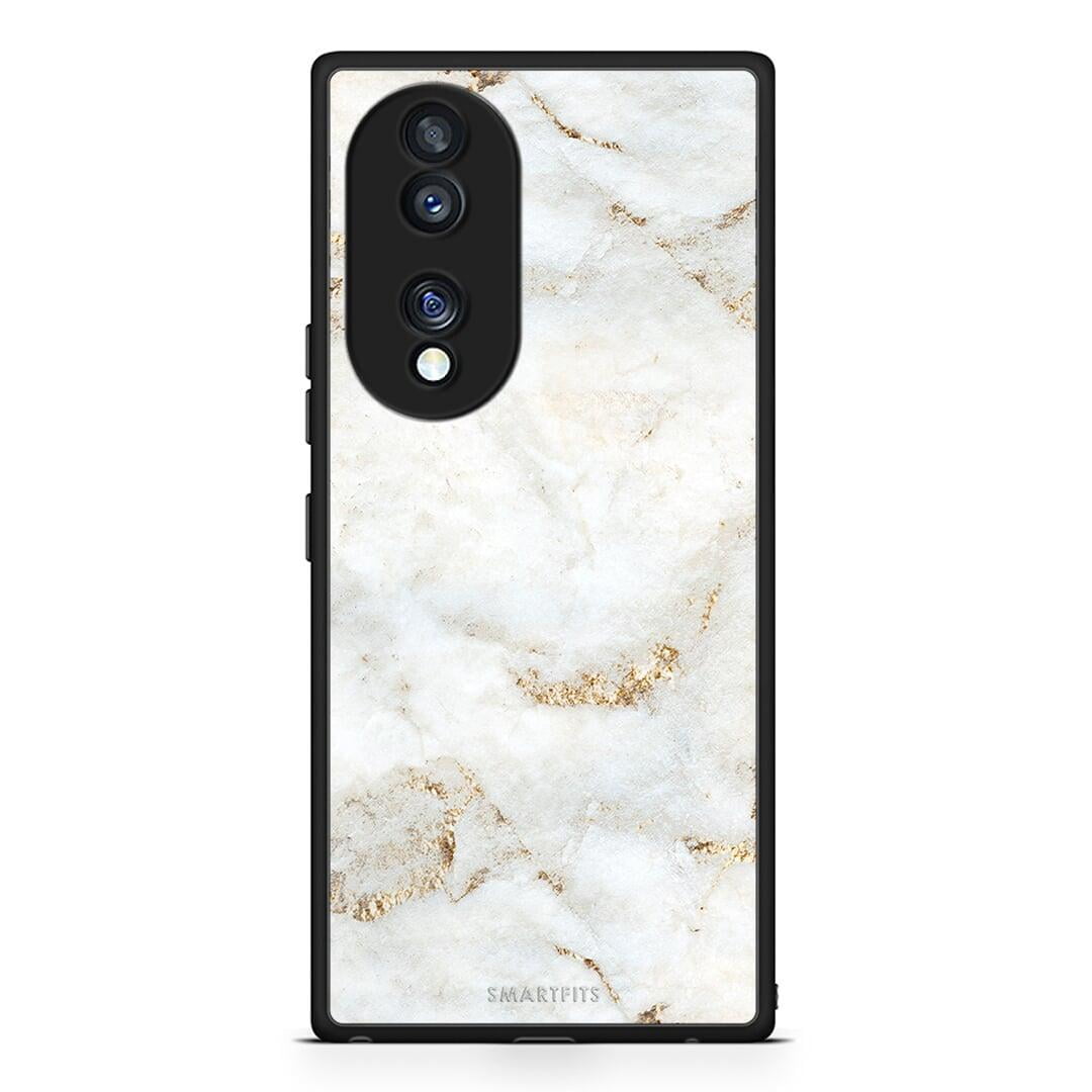 Θήκη Honor 70 5G White Gold Marble από τη Smartfits με σχέδιο στο πίσω μέρος και μαύρο περίβλημα | Honor 70 5G White Gold Marble Case with Colorful Back and Black Bezels