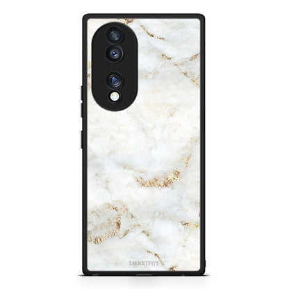 Θήκη Honor 70 5G White Gold Marble από τη Smartfits με σχέδιο στο πίσω μέρος και μαύρο περίβλημα | Honor 70 5G White Gold Marble Case with Colorful Back and Black Bezels