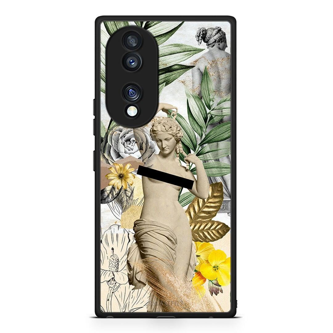Θήκη Honor 70 5G Woman Statue από τη Smartfits με σχέδιο στο πίσω μέρος και μαύρο περίβλημα | Honor 70 5G Woman Statue Case with Colorful Back and Black Bezels