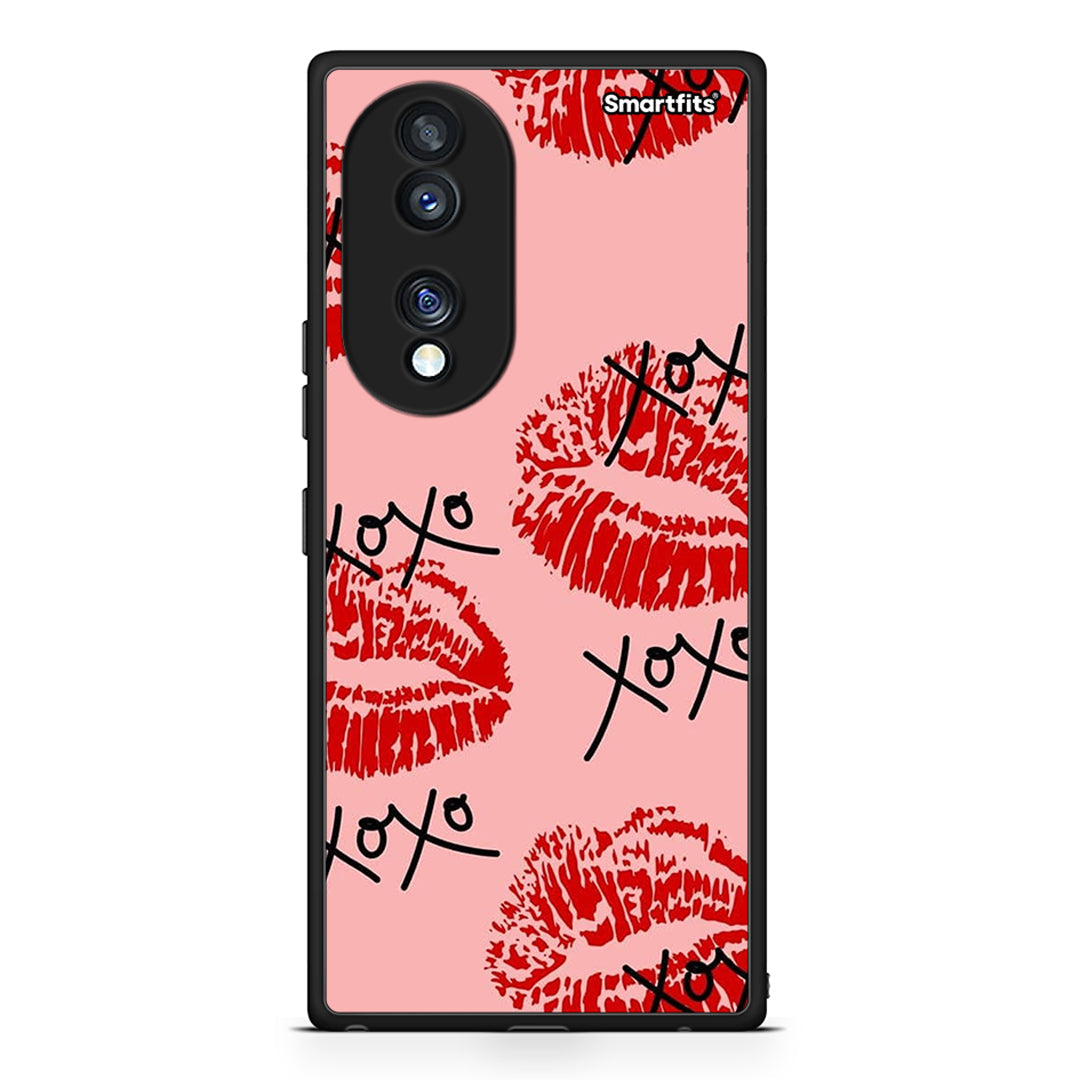 Θήκη Honor 70 5G XOXO Lips από τη Smartfits με σχέδιο στο πίσω μέρος και μαύρο περίβλημα | Honor 70 5G XOXO Lips Case with Colorful Back and Black Bezels