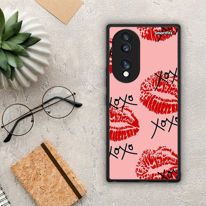 Θήκη Honor 70 5G XOXO Lips από τη Smartfits με σχέδιο στο πίσω μέρος και μαύρο περίβλημα | Honor 70 5G XOXO Lips Case with Colorful Back and Black Bezels