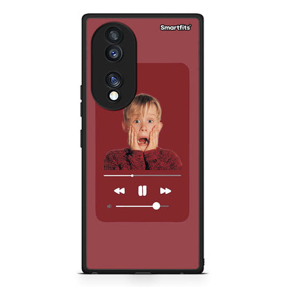 Θήκη Honor 70 5G Xmas Alone Music από τη Smartfits με σχέδιο στο πίσω μέρος και μαύρο περίβλημα | Honor 70 5G Xmas Alone Music Case with Colorful Back and Black Bezels