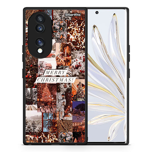 Θήκη Honor 70 5G Xmas Collage από τη Smartfits με σχέδιο στο πίσω μέρος και μαύρο περίβλημα | Honor 70 5G Xmas Collage Case with Colorful Back and Black Bezels