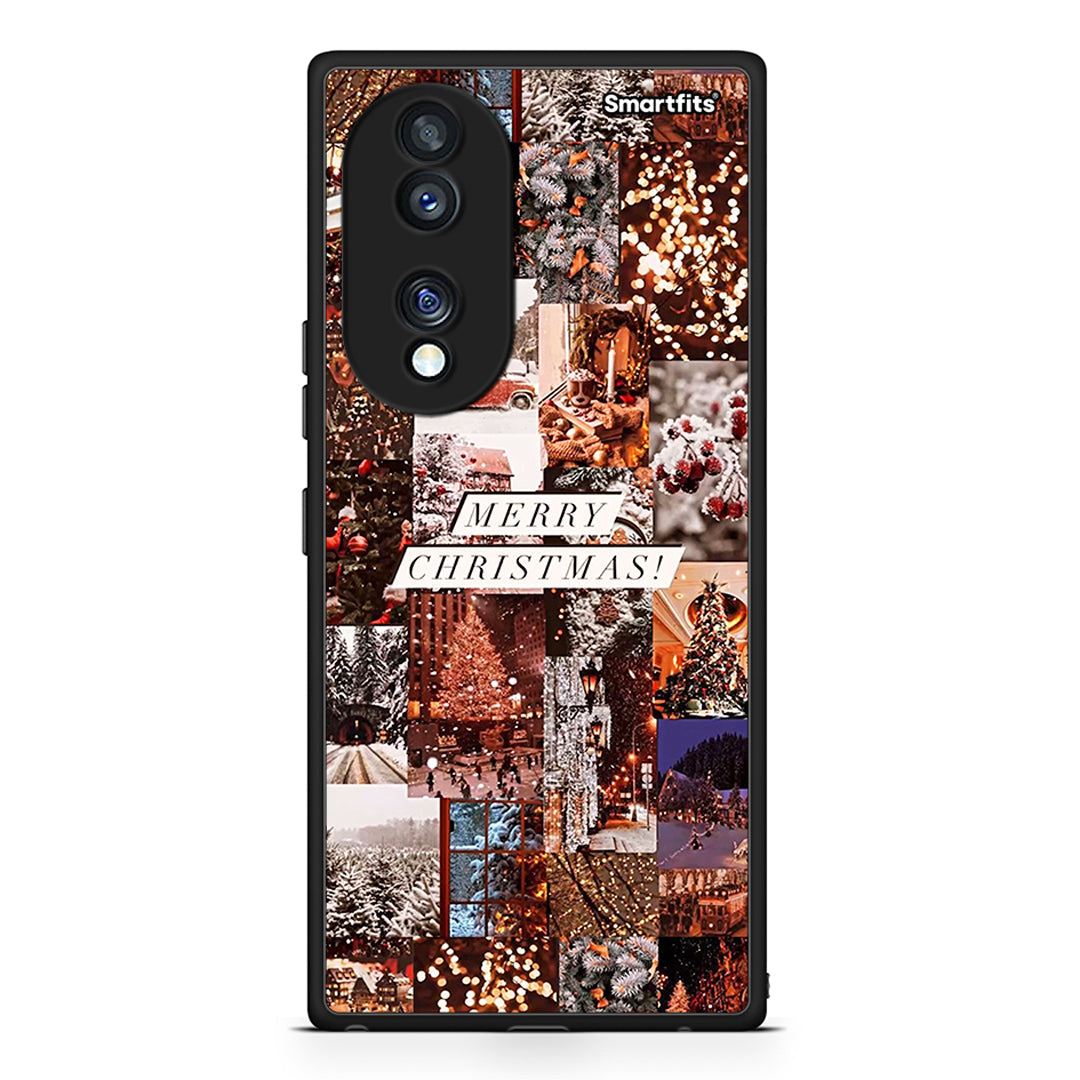 Θήκη Honor 70 5G Xmas Collage από τη Smartfits με σχέδιο στο πίσω μέρος και μαύρο περίβλημα | Honor 70 5G Xmas Collage Case with Colorful Back and Black Bezels