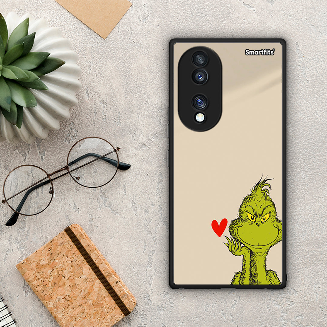 Θήκη Honor 70 5G Xmas Grinch από τη Smartfits με σχέδιο στο πίσω μέρος και μαύρο περίβλημα | Honor 70 5G Xmas Grinch Case with Colorful Back and Black Bezels
