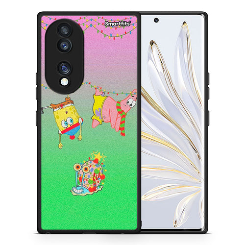 Θήκη Honor 70 5G Xmas Lights από τη Smartfits με σχέδιο στο πίσω μέρος και μαύρο περίβλημα | Honor 70 5G Xmas Lights Case with Colorful Back and Black Bezels