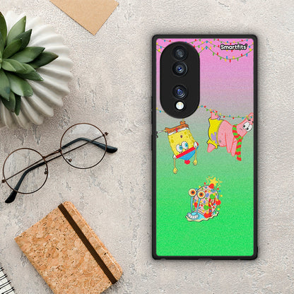 Θήκη Honor 70 5G Xmas Lights από τη Smartfits με σχέδιο στο πίσω μέρος και μαύρο περίβλημα | Honor 70 5G Xmas Lights Case with Colorful Back and Black Bezels