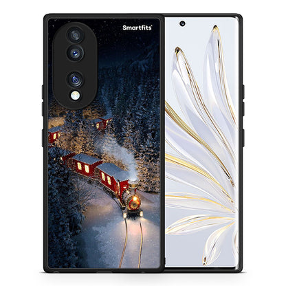 Θήκη Honor 70 5G Xmas Train από τη Smartfits με σχέδιο στο πίσω μέρος και μαύρο περίβλημα | Honor 70 5G Xmas Train Case with Colorful Back and Black Bezels